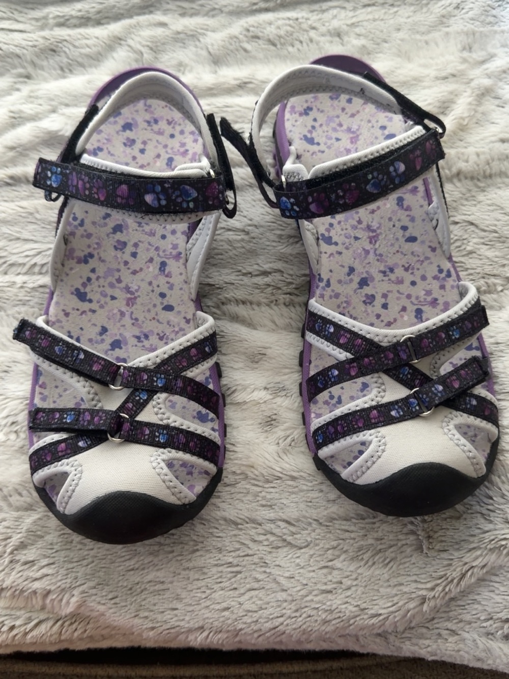 Purple and White Women’s Strappy Sandals
